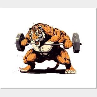 tiger lifting weight Posters and Art